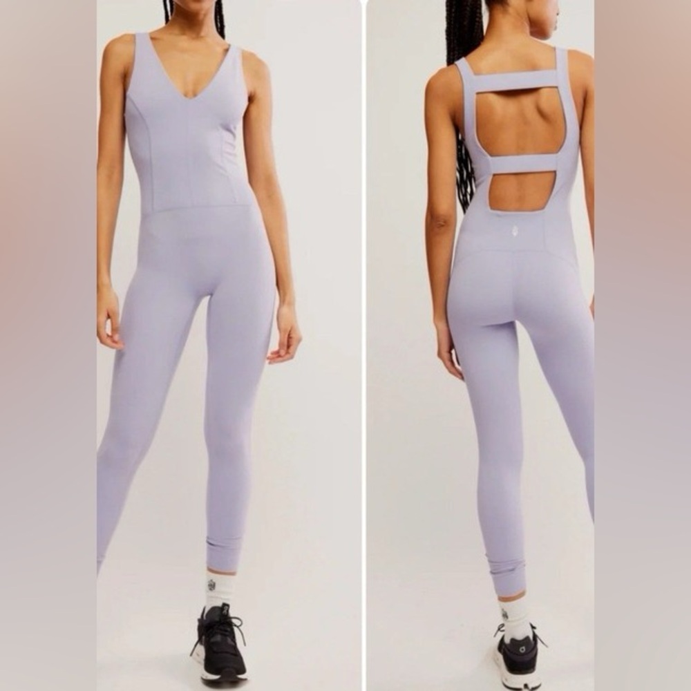 Free People Movement Never Better Onesie Platinum Nwt Purple/Silver , size small